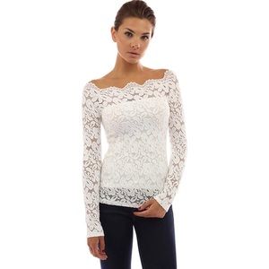 PattyBoutik White Lace Top